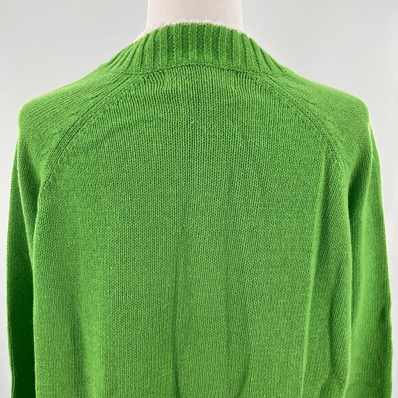 Tiara International Green Knit Christmas Embroidered Zip Cardigan Women Sz L - Picture 5 of 10